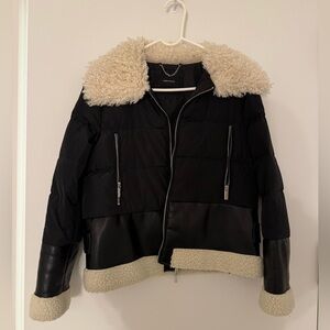 Karen Millen Black and Cream Puffer Jacket